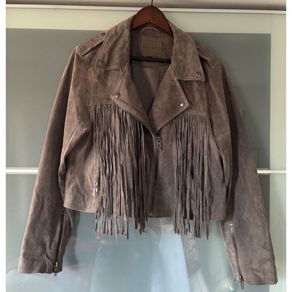BLANKNYC Jackets & Blazers - BLANKNYC High Altitude Gray Suede Fringe Moto Cowboy Cowgirl Crop Jacket Large